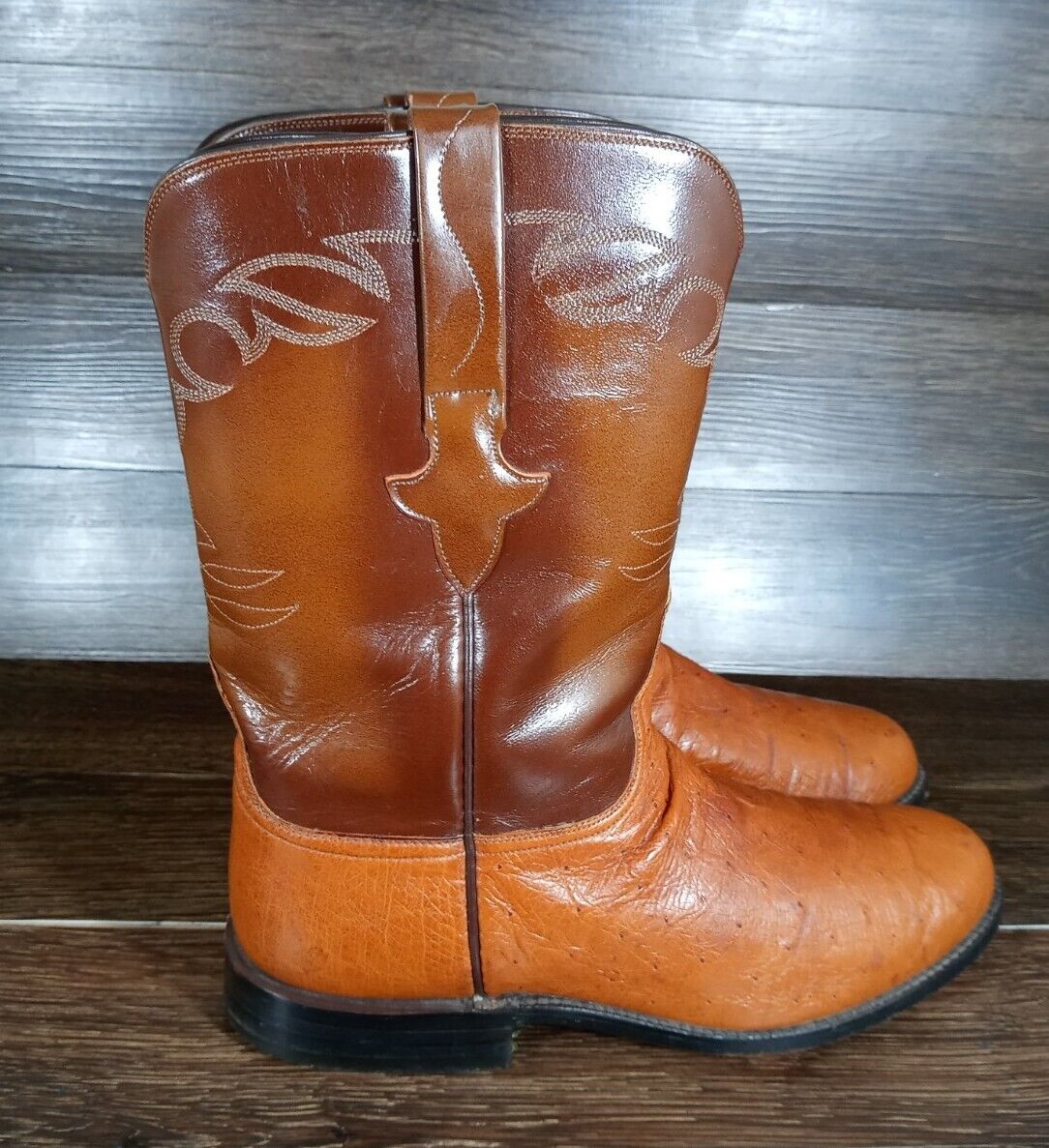 VTG MENS LUCCHESE HANDMADE WESTERN ROPER SMOOTH O… - image 1