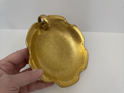 Baratija floral de caramelo Pickard de 6" pintado a mano EE. UU. 24K #257 - Usado en excelente condición - Imagen 2 de 5