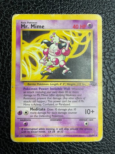 Pokémon TCG Mr. Mime Jungle 22/64 Regular Unlimited Rare MP/HP (2)