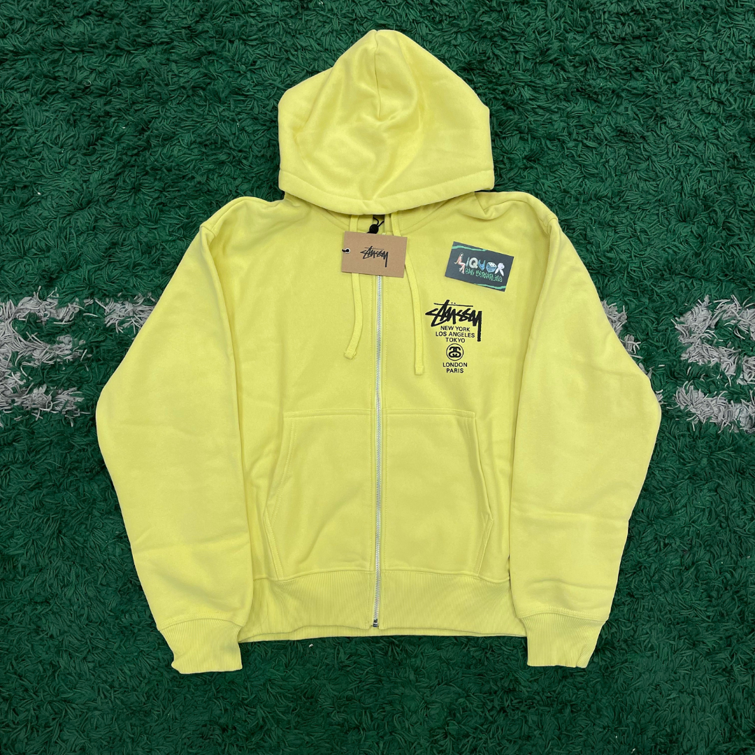 Stussy World Tour Zip Up Hoodie (Yellow)(FW22) | eBay Stussy World Tour Zip Up Hoodie (Yellow)(FW22) | eBay