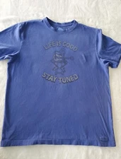 Life Is Good Men’s T-Shirt Size Large Blue Short Sleeve Life Is Good Stay Tuned
