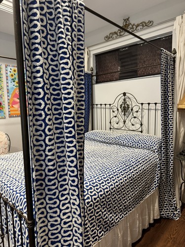 Hofmann by Fruit of the Loom Cobalt 101 x 88 CHENILLE + (4) 25x81 BED-CURTAINS - Picture 7 of 15