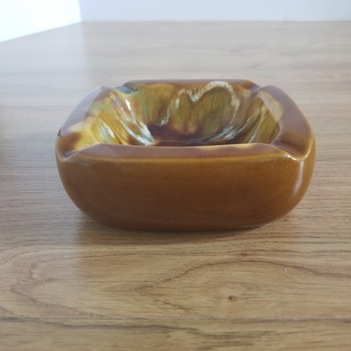Eczacibasi Retro Swirl Golden Brown White Caramel Colors Ashtray Groovy Square - Picture 22 of 24