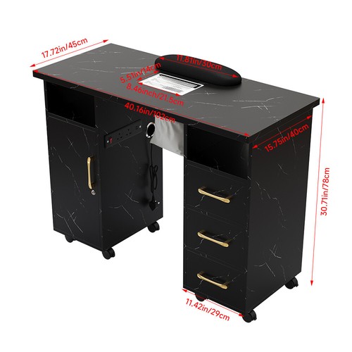 Professional Manicure Table Nail Technician Desk Beauty Salon Station w/ Casters - Picture 53 of 66