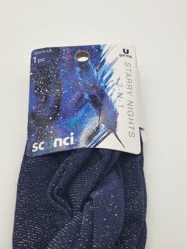 2 PACK SCUNCI STARRY NIGHTS 2 IN 1 HEADWRAP BLUE WITH GOLD ACCENTS - Picture 6 of 8