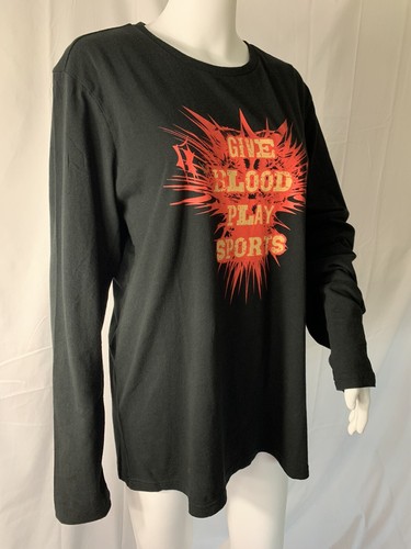 PEPPER FOSTER T-Shirt Unisex Gr. M BAUMWOLLE Langarm Blut geben Sport schwarz - Bild 4 von 12