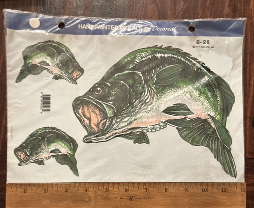 Vintage 1977 Hand Painted Decal by Decoral; B-26 Jumping Bass; Crafts; Decoupage - Bild 2 von 3