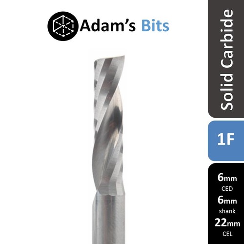 6mm diam. & shank spiral 1 flute 22mm carbide end mill CNC router bit slot - Picture 2 of 3