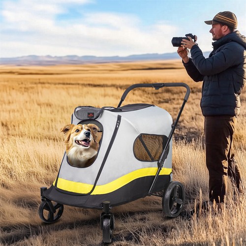Carrito para perros Carrito para perros Plegable Carrito para perros con protector contra la lluvia Oxford 50KG - Imagen 11 de 19