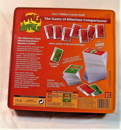 Apples to Apples Party Tin Game of Hilarious Comparisons Partially Unused VG - Picture 2 of 5