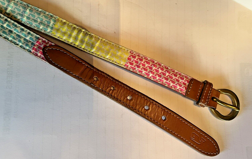Vineyard Vines WOMENS LEATHER & Nylon Color Skinny BELT SZ Large 1/2" wide 1119 - Picture 2 of 4