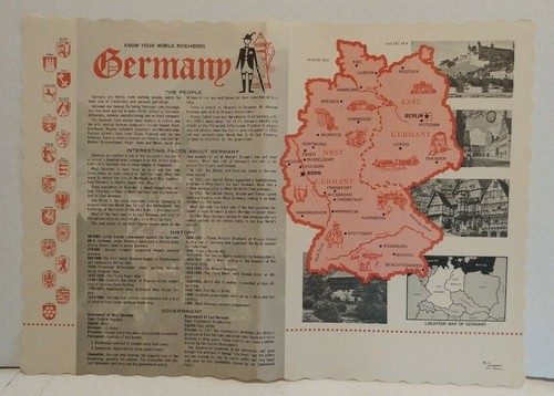Tovaglietta carta vintage 10x14in Germania viaggio effimera fatti storia mappe - Foto 1 di 4