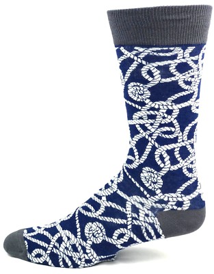 Heels Socks Rope Blue and Gray Heel and Toe with White Rope Design Dress Crew Socks | eBay