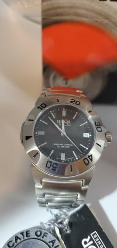 Sector 540 Date Eta Swiss Made schwarzes Zifferblatt SS Armband Herrenuhr Saphirkristall - Bild 8 von 8