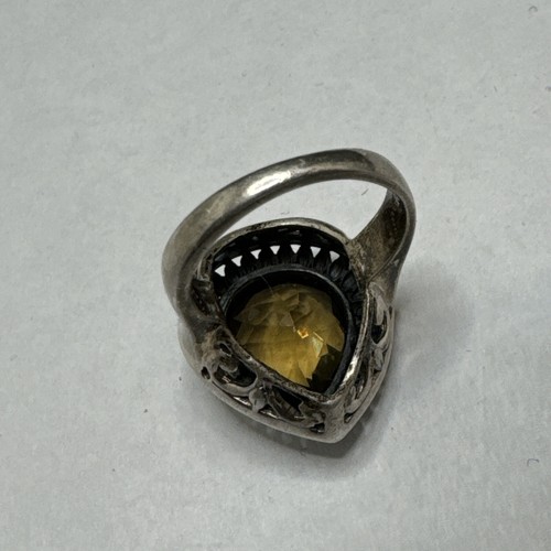 Doug Paulus dP 925 India Sterling Silver Citrine Teardrop Ring Size 6.75 - Picture 7 of 13