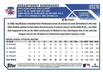 Seranthony Dom�nguez 2023 Topps Update - #US278 - Philadelphia Phillies - Picture 2 of 2