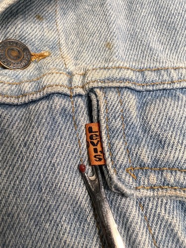 Vintage Levi's Orange Tab Denim Trucker Jean Jacket Youth Boys Size Small 8/10 - Picture 7 of 11
