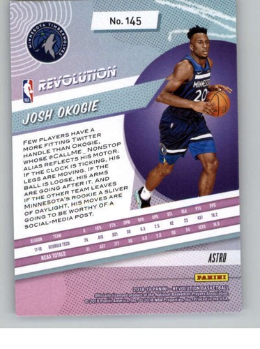 2018-19 Panini Revolution Astro #145 Josh Okogie (ref 144020) - Picture 2 of 2