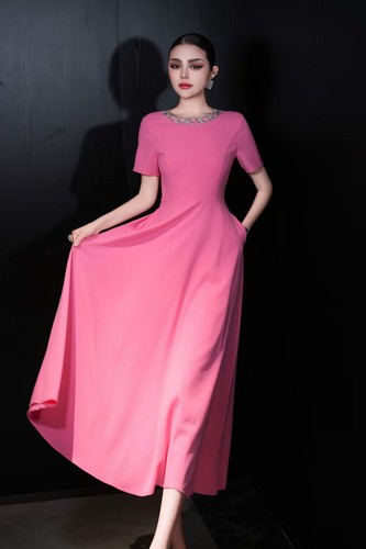 Luxury Summer Women's Round Neck Short Sleeve Fashion A-Line Evening Party Dress - Picture 11 of 26