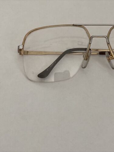 New Double Bridged Silver & Gold Aviator Half Rim Eyeglass Frame 60-14-140 - Picture 2 of 9