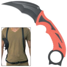 Tactical Night Survival Karambit Training Knife, Steel Fixed Blade Knife +Sheath