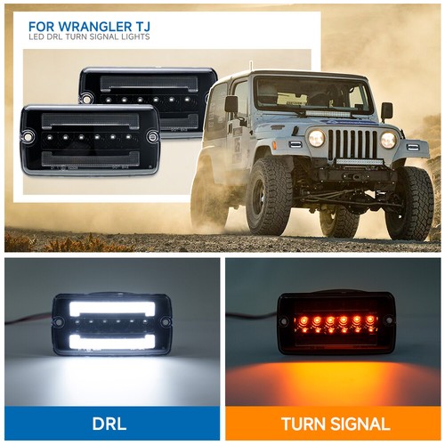 Links+Rechts LED DRL Seitenblinker Blinkleuchten Für 1997-2006 Jeep Wrangler TJ - Bild 3 von 12