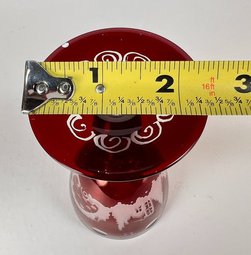 Vtg Egermann Cordial Glass Bohemian Ruby Red Cut To Clear Etched Castle Bird - Picture 16 of 16