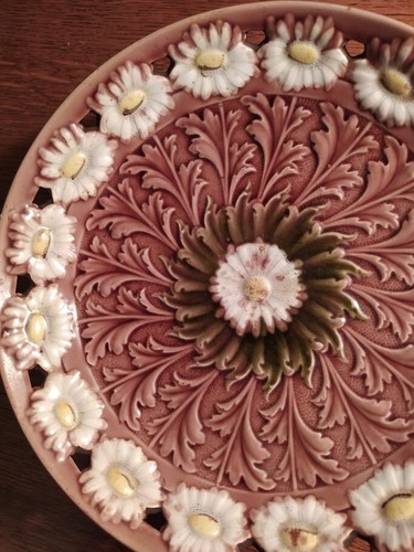 Majolica Tortenplatte/ Servierplatte - um 1910 Jugendstil - Bild 8 von 10