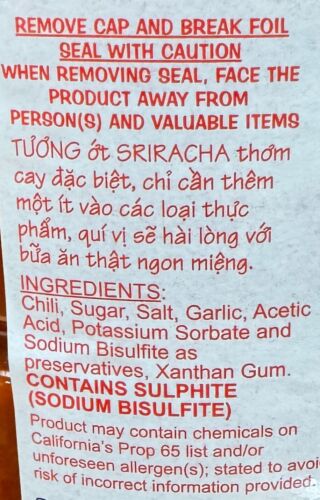 Huy Fong Sriracha Hot Chili Sauce , 8.5 Lb/136 oz. BBD:Oct/2025. - Picture 3 of 4