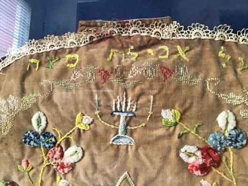 Framed Antique Jewish Judaica Matzah Cover Cloth Embroidery - Picture 5 of 10