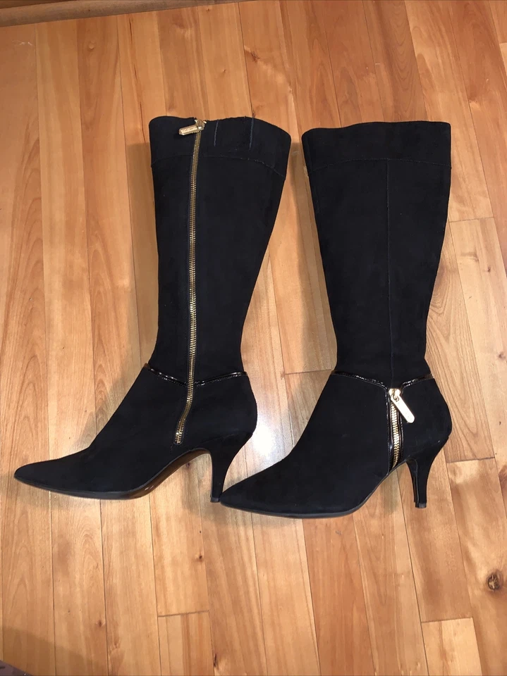 Botas clásicas de cuero hasta la rodilla negras Ellen Tracy talla 8 Foto 3 de 4