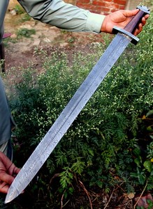 Handmade-Damascus-Steel-Viking-Sword-Knife-32-Inches-Rose-Wood-Handle