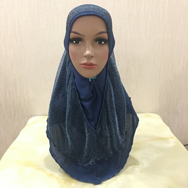 Women Muslim Islamic Arab Shawls Shayla Cap Hat Crinkle Hijab Turban