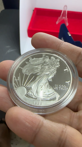 1999 Silver American Eagle one dollar Philadelphia mint proof unc - Video 1 of 1