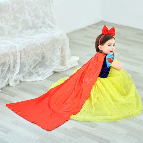 Girls Kids Snow White Princess Dress Cosplay Birthday Party Costume Outfits Cape - Picture 8 of 14