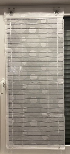 Raffrollo mit Ösen Raffgardine Fenstergardine ohne Bohren Weiß Modern mit Haken - Bild 3 von 4