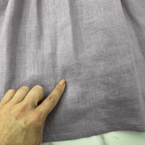 Girls 5T 100% linen Dress Long Sleeve Hand Made Purple Cottage Boho Prairie - Picture 6 of 9