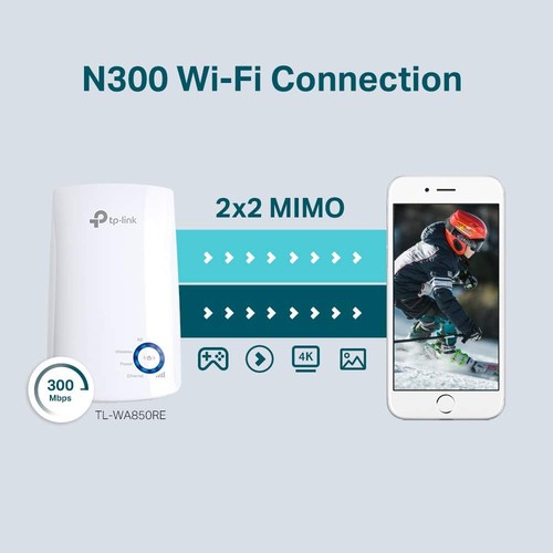 TP-Link TL-WA850RE N300 Uniwersalny przedłużacz zasięgu, przedłużacz szerokopasmowy / Wi-Fi, Wi-F - Zdjęcie 4 z 8