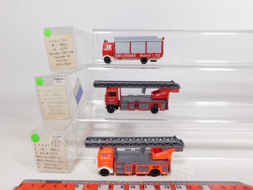 DE350-0,5# 3x Praline H0 1:87 LKW MB Feuerwehr: 80760+80744+80771 s.g./NEUW+OVP