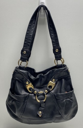 B Makowsky Women's Black Leather Shoulder Bag