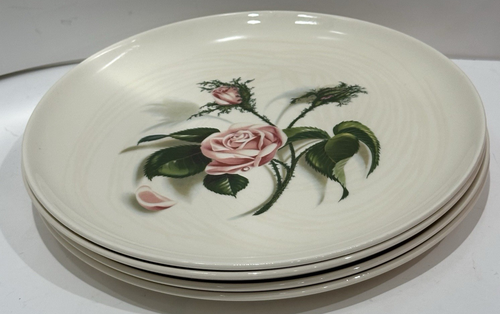 Vtg. Universal Ballerina Plates 9 1/4"  Set of 4  Pink Rose Made in USA As Is - Bild 1 von 23