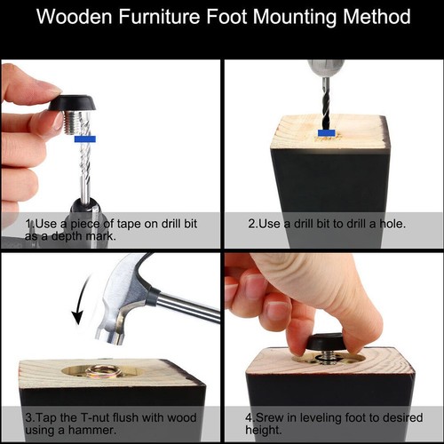 Gewindebasis Nivellierfüße Restaurantmöbel Runde Basis Schiebenivellierer - Picture 10 of 12