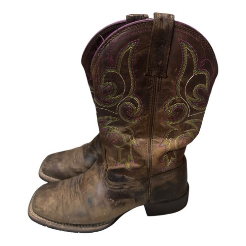 Ariat Damen-Cowgirl-Stiefel braun mittelgroß eckige Zehenpartie Größe 6,5B - Bild 2 von 9