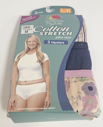 Fruit of the Loom Fit for Me Cotton Stretch Hipsters Womens Size 11 New 3 Pair - Picture 2 of 3