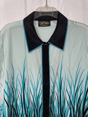Bob Mackie Wearable Art 100% Silk Meadowlands Multicolor Button Up Blouse Sz 1X - Picture 5 of 16