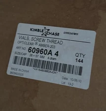 Kimble Chase Vials Screw Thread Opticlear Amber-203 4 Dram (60960A4)