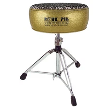 Pork Pie Round Drum Throne Gold with Leopard Top