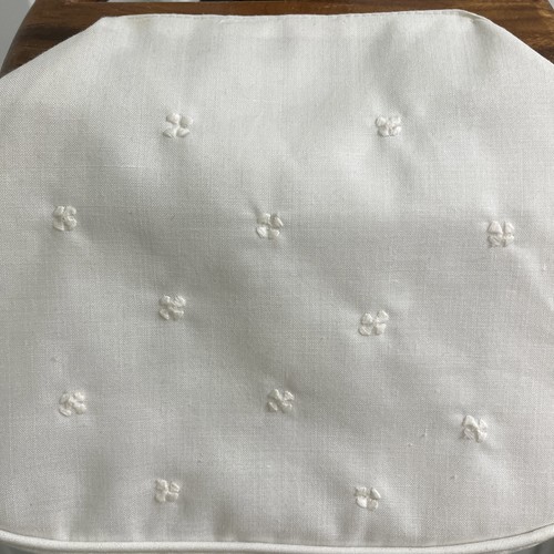 Bolso de Mano Vintage Cartera Asas de Madera BLANCO Bordado Encaje - Imagen 3 de 9