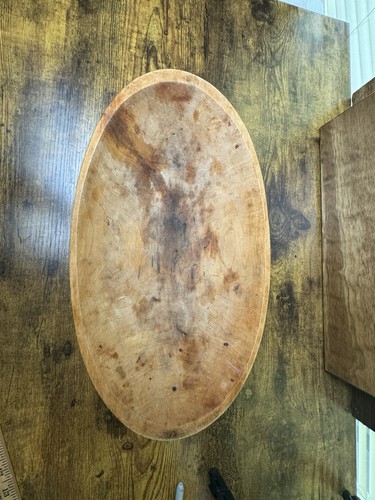 Primitive Vintage ovale Holz Grabenfräse Teig Schüssel 17"