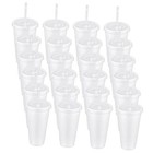  24 Pack Plastic Tumblers with Lid and Straw Reusable Cups Bulk Water Bottles 